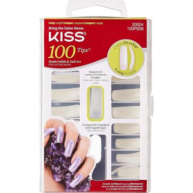 كيس kiss 100ps08 nail stick curve overlap 100 pieces, white