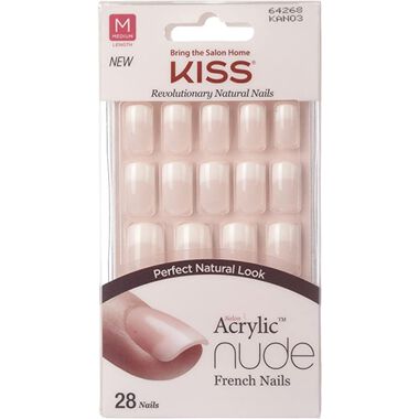 كيس kiss salon acrylic nude french nails kan03c
