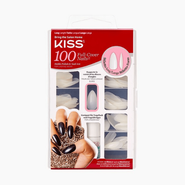 kiss kiss 100 full cover nails long stiletto (6 pack)